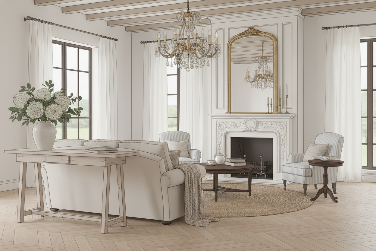 Landelijk klassiek interieur: tijdloze charme en elegantie
